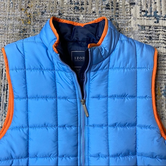 Unisex Quilted Puffer Vest Blue Orange Men L - Picture 4 of 6